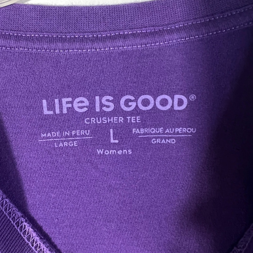 Womens Life is Good LS Crusher T Don't Stop Believin Pumpkin Halloween Purple L - Picture 4 of 9